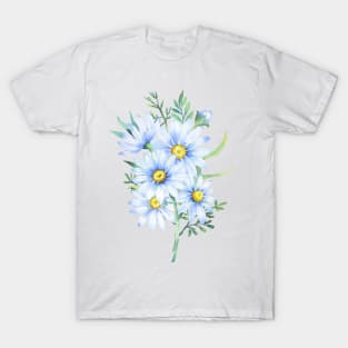 Bouquet of daisies, watercolor illustration. Chamomile floral arrangement of garden daisy flowers T-Shirt